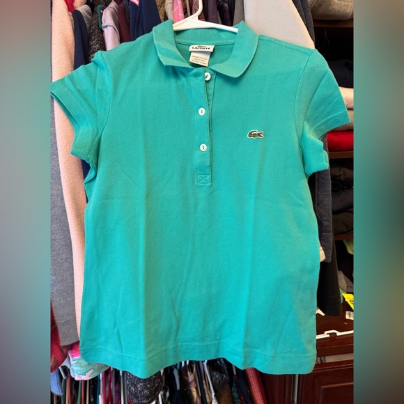 Aqua lacoste women’s polo classic 3 button aqua teal size 38 (small-medium) - Picture 1 of 4
